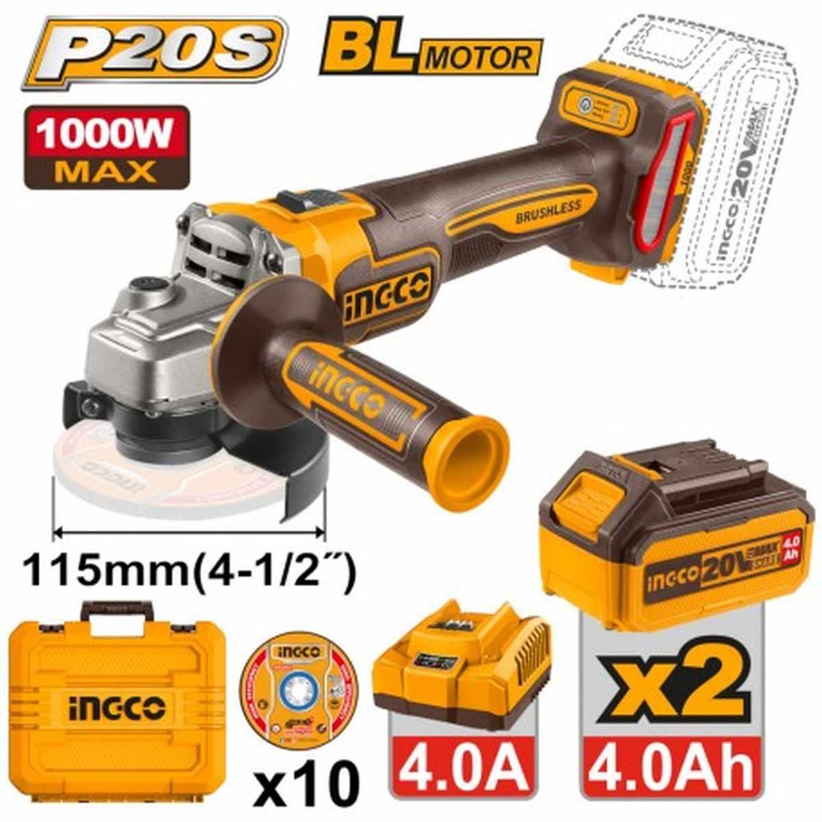 Flex angolare con 2 batterie 4.0 ah