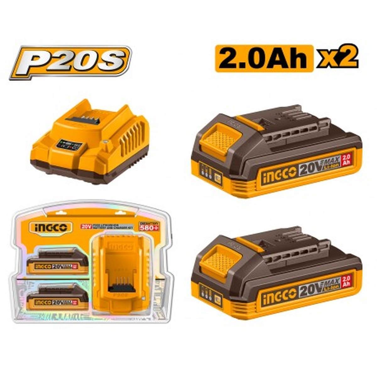 Kit caricabatteria con 2 batterie 2ah