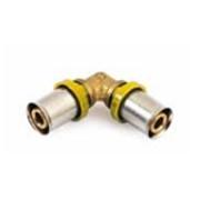 Raccordo 90 gas multistrato 2 dadi  16 pressare