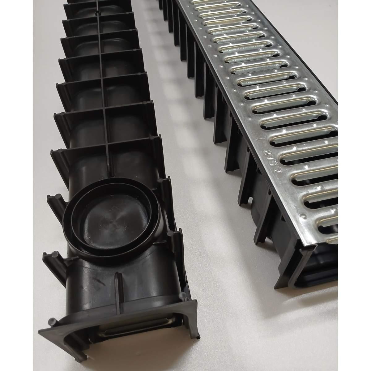 Kit 3 canalette acciaio taurus c/griglia 10x10+2 tappi