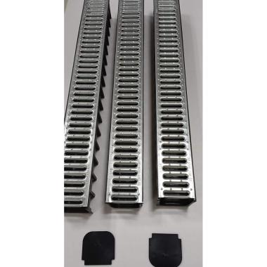 Kit 3 canalette acciaio taurus c/griglia 10x10+2 tappi