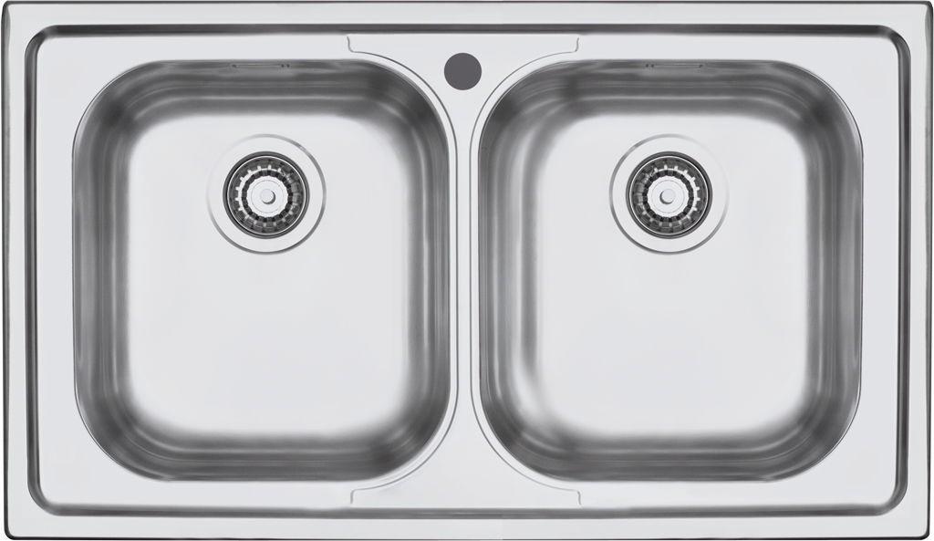Lavello acciaio pyramis 2 vasche cm 79x50