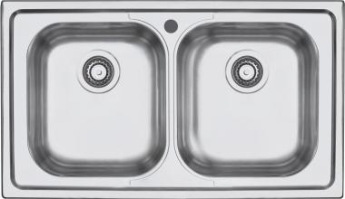 Lavello acciaio pyramis 2 vasche cm 79x50