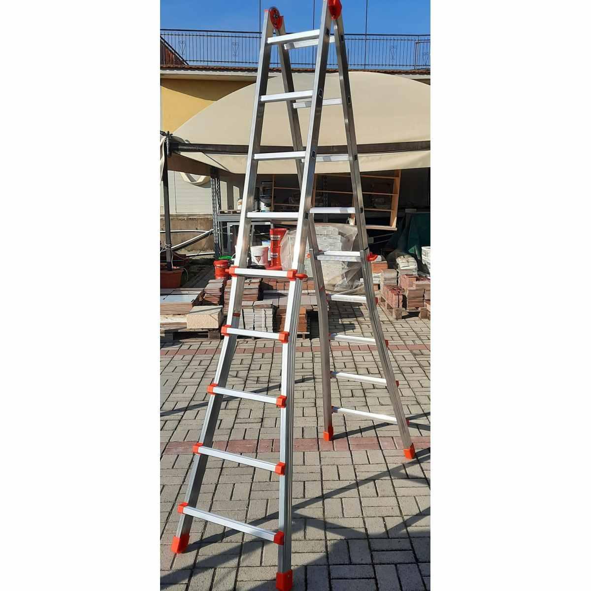 Scala telescopico alluminio 5+5 h 4,98 mt