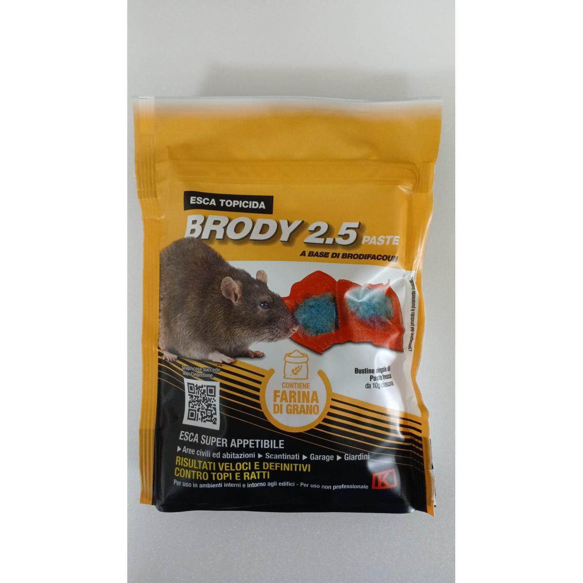 Esca topicida brody 2.5 in pasta gr 150 rosso
